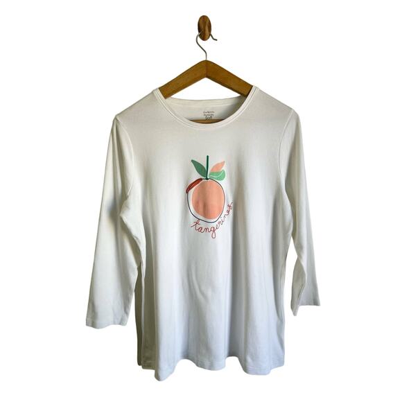 Kim Rogers Women’s Large Longsleeve White Graphic Tshirt Tangerine - Picture 1 of 8